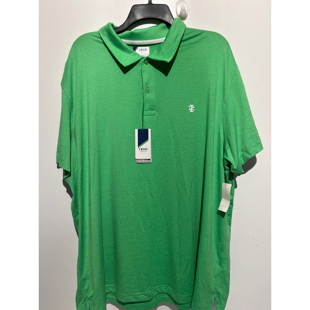 IZOD Golf Mens 2XL Irish Green Micro Stripe Performance Polo Shirt 45SG273324